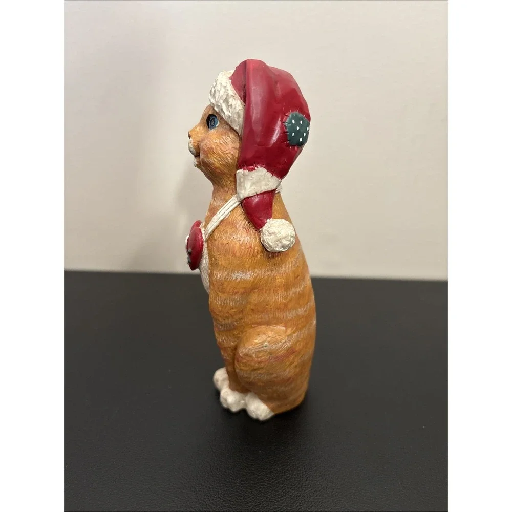 Kandy's Folk Art Kitty Cat W/Santa Hat Kurt S. Adler Christmas